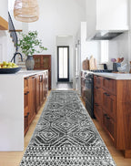 Wonnitar Moroccan Hallway Runner Rug 10 ft, Machine Washable 2'6"x10' Long Runner Rugs for Kitchen, Boho Non-Skid Soft Low Pile Carpet Runner for Entryway Hall Entrance (Dark Grey,2'6"x10')