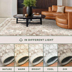 Washable Neutral Farmhouse Large Entryway Rug, 3x5 Area Rugs for Kitchen, Bedroom, Laundry Room, Nursery Room, Boho Vintage Floral Non-Slip Throw Rug Low Pile Stain Resistant (3x5 Beige/Latte)