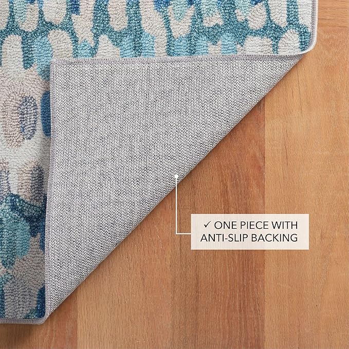 Dash and Albert Paint Chip Machine Washable Area Rug - 6' x 9' Blue - Geometric Accent Rug - Anti-Slip Backing, Lightweight, Machine Washable, High Traffic Areas Kitchen, Mudroom, Laundry Room