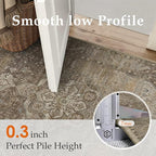 3x5 Brown Washable Vintage Area Rug for Living Room Bedroom Non Slip Distressed Traditional Soft Throw Rug Low Pile Lightweight Floral Carpet Entrance Laundry Room Kitchen