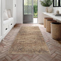 Fmfunctex 2x6 Hallway Runner Rug Rust Brown Vintage Neutral Washable Distressed Non Slip Low Pile Traditional Indoor Carpet Retro Entryway Rug for Kitchen Living Room Bedroom Bathroom Laundry Entrance
