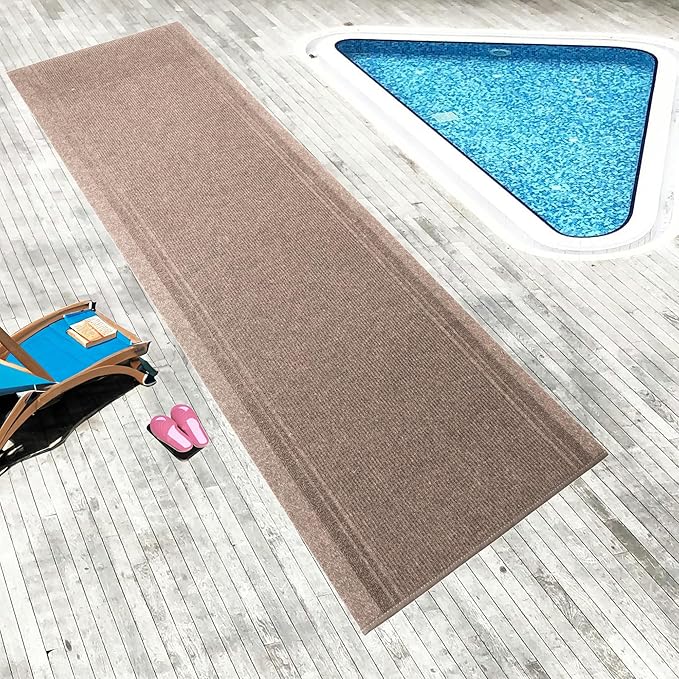 English Home Custom Size Anti Slip Striped Design Light Weight Durable TPR Backing Thin Pile Runner Rug (26" x 12')