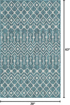 Unique Loom Outdoor Trellis Collection Area Rug - Tribal Trellis (3' 3" x 5' 3" Rectangle, Teal/ Ivory)