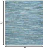 SAFAVIEH Rag Rug Collection Area Rug - 8' x 10', Blue & Multi, Handmade Boho Stripe Cotton, Ideal for High Traffic Areas in Living Room, Bedroom (RAR121B)
