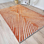 Alfa Rich 4x6 Geometric Burnt Orange Off White Washable Area Rugs for Living Room Bedroom Cotton Rug