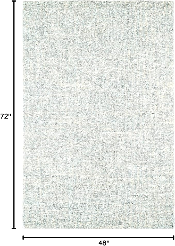Dash and Albert Crosshatch Wool Area Rug - 4' x 6' Sky Blue Solid Hand Micro Hooked Accent Rug - Durable, High Traffic Areas Bedroom, Hallway, Stairs - Premium Luxury Hotel Quality Soft Breathable