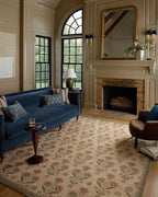Loloi Chris Loves Julia Rue Collection RUE-01 Sage/Blush 9'-3" x 13' Area Rug Jute Neutral Floral Living Room Bedroom Rug