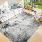 10x14 Washable Area Rugs - Modern Abstract Large Rugs for Living Room Non-Slip Low Pile Soft Machine Washable Carpet for Bedroom, Under Dining Table, Nursery, Farmhouse (10'x14' Dark Grey)
