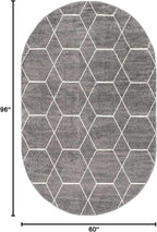 Unique Loom Trellis Frieze Collection Area Rug - Geometric (5' x 8' Oval, Dark Gray/ Ivory)