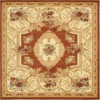 Rugs.com Chateau Collection Rug – 6 Ft Square Brick Red Medium Rug Perfect for Living Rooms, Kitchens, Entryways