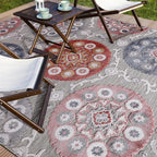 CAMILSON Indoor Outdoor Rug 8x10 Bohemian Medallion Floral Area Rugs for Indoor and Outdoor Patios Easy-Cleaning Non-Shedding Living Room Garden and Kitchen Washable Outside Carpet (8 x 10-Multicolor)