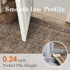 Entryway Area Rug 4x6 Brick Red Vintage Washable Office Carpet Traditional Distressed Indoor Entry Soft Non Slip Small Door Mat Retro Low Pile Thin Rug for Kitchen Laundry Bedroom