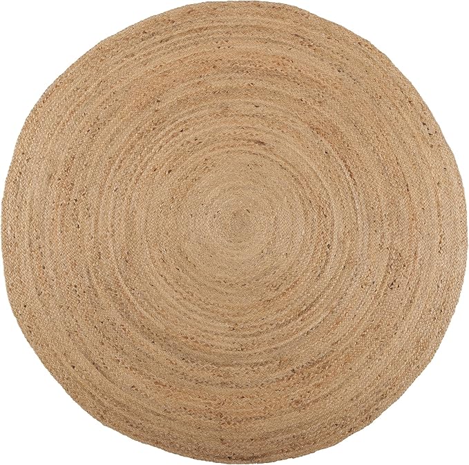 REDEARTH · Round Area Rug - Hand Woven Braided 100% Natural Jute - Artisan Made Reversible Boho Jute Rugs for Bedroom - Kitchen - Living Room - Farmhouse - Aesthetic Home Decor (8' Feet - Natural)