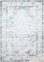 Bloom Rugs Washable Non-Slip 8' x 10' Rug - Beige/Blue Traditional Area Rug for Living Room, Bedroom, Dining Room, and Kitchen - Exact Size: 8' x 10'