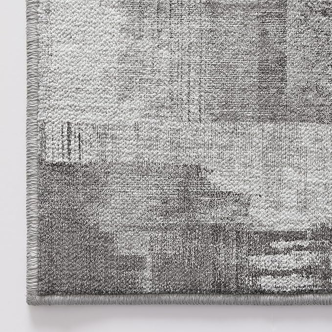 LUMI 5x8 Washable Area Rug for Living Room, Ultra Soft Modern Neutral Grey Rugs Non Slip with Rubber Backing, Low Profile, High Traffic, Stain Resistant Carpets, Ideal for Bedroom, Dining Room