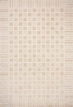 Loloi Chris Loves Julia Calvin Collection CLV-03 Bone/Natural 2'-3" x 3'-10" Accent Rug Checkered Neutral Soft Living Room Bedroom Carpet