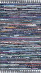 SAFAVIEH Rag Rug Collection Accent Rug - 2'3" x 5', Purple & Multi, Handmade Boho Stripe Cotton, Ideal for High Traffic Areas in Entryway, Living Room, Bedroom (RAR121D)