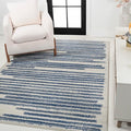 JONATHAN Y Khalil Modern Berber Stripe Cream/Navy Indoor Area Rug, 3x5, Contemporary, Bohemian, Easy-Cleaning for Living Room, Bedroom, Kitchen, Pet Friendly, Non-Shedding (MOH207E-3)