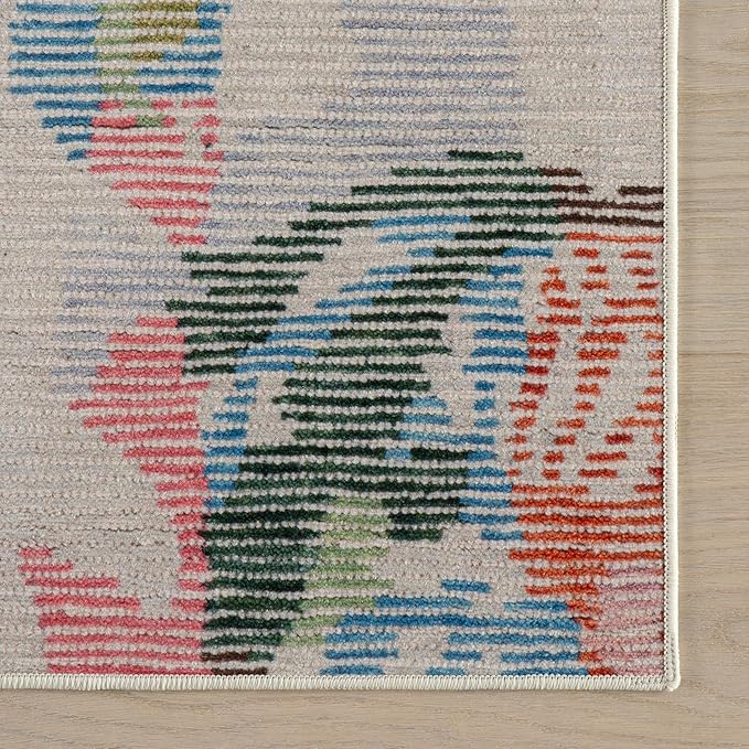 Dash & Albert Bloom Multi Machine Washable Rug, 6 X 9 Feet, Blue/Ivory Floral Pattern