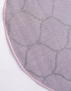 Rugs.com Lattice Frieze Collection Rug – 6' Round Light Pink Medium Rug Perfect for Kitchens, Dining Rooms