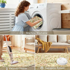 5x7 Area Rugs for Living Room, Machine Washable Non-Slip Carpet, Boho Floral Low Pile Throw Rugs for Bedroom, Dining Room, Office, Nursery, Vintage Home Decor（Beige）
