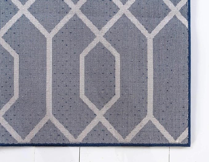 Unique Loom Marilyn Monroe Glam Collection Area Rug - Trellis (2' x 10' Runner, Navy Blue Silver/ Silver)