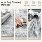 Area Rug 10x12 Vintage Washable Living Room Large Gray Carpet Non Slip Bedroom Indoor Office Dining Room Low Pile Thin Rug Grey