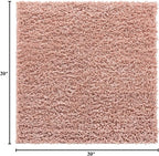 Unique Loom Davos Shag Collection Area Rug - Solid (3' 3" Square, Dusty Rose)
