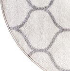 Rugs.com Lattice Frieze Collection Rug – 3' Round Ivory Medium Rug Perfect for Kitchens, Dining Rooms