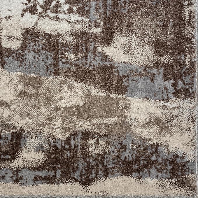 LUXE WEAVERS Euston Collection 7681 Brown 2x7 Modern Abstract Area Rug
