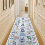 Fame Living Colorful Oushak Runner Rug, Modern Runners, Turkish, Eclectic, Floral, Pastel, Washable, Small Throw Rugs, Short Runner for Hallway, Entryway, Foyer, Bedroom, Kitchen, Bathroom, 2'5"x6'5"
