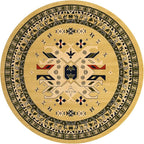 Unique Loom Taftan Collection Border Geometric Tribal Inspired Design Area Rug (8' 0 x 8' 0 Round, Gold/ Gray)