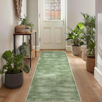 Olive Green Rug Runners for Hallways Non Slip Washable Neutral Abstract Minimalist Low Pile Floor Protector Carpet Hunter Green 3x8 Runner Rug for Laundry Room Kitchen