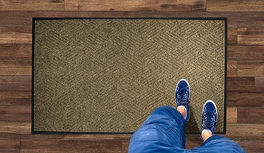 WaterHog Diamond | Commercial-Grade Entrance Mat with Rubber Border – Indoor/Outdoor, Quick Drying, Stain Resistant Door Mat (Camel, 2' x 3')