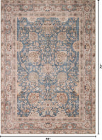 Kuden 4x6 Area Rug, Machine Washable Area Rug with Non-Slip Backing, Vintage Style, Soft, Easy Clean, Low Pile Rug for Living Room, Bedroom, Dining Room