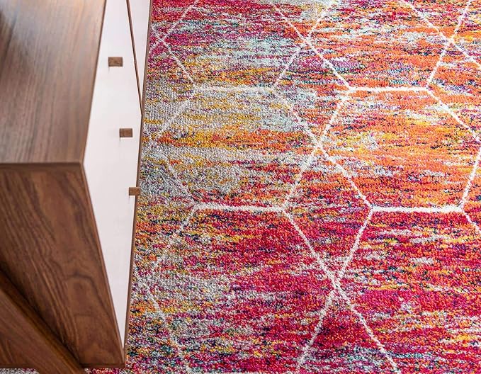 Unique Loom Trellis Frieze Collection Area Rug - Geometric (4' x 6', Multi/ Ivory)