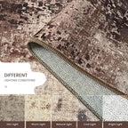 Area Rug 4x6 Brown Rug Washable Boho Rugs Non Slip Low Pile Abstract Coffee Small Carpet for Entryway, Bedroom, Kitchen, Classroom, Kids Room, Office, Dorm, Dining Room