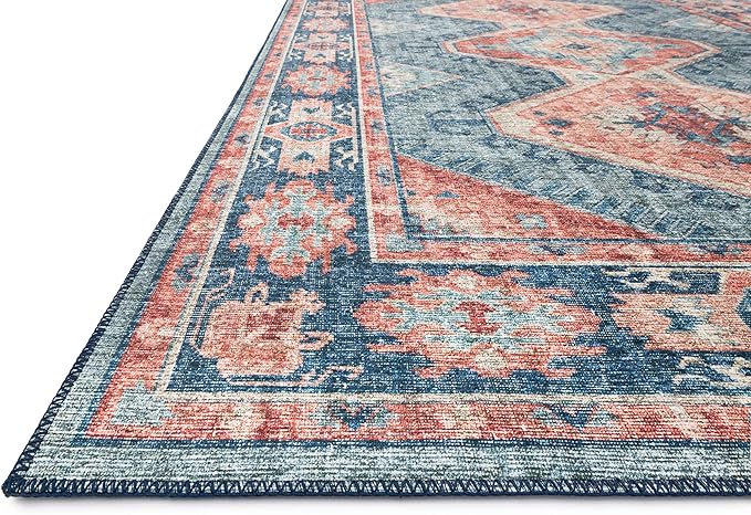 Loloi II Skye Collection SKY-03 Turquoise/Terracotta 5'-0" x 7'-6" Area Rug