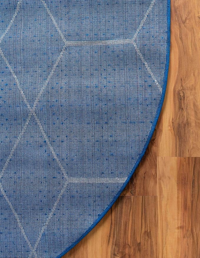 Unique Loom Trellis Frieze Collection Area Rug - Geometric (5' x 8' Oval, Navy Blue/ Ivory)