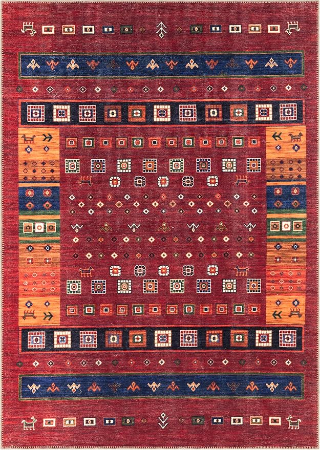 Keen Home Design 4x6 Rug - Machine Washable Area Rug with Non-Slip Backing, Ideal for Living Room, Dining Room, Bedroom - Vintage, Easy Clean, Durable, Low Pile Rug - (4' x 6')