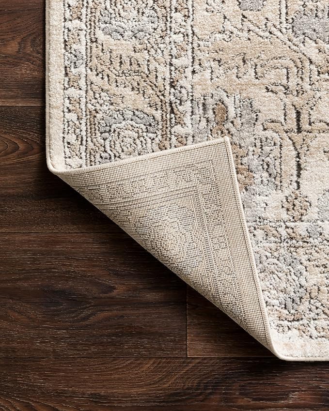 Loloi Teagan Collection TEA-03 Ivory/Sand 3'-4" x 5'-7" Accent Rug, Large, Soft Neutral Rug, High-Traffic for Living Room, Bedroom, Home Office, Dining Area