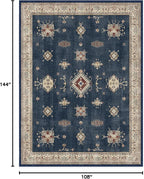 RUGGABLE Washable Vintage Area Rug – Verena Sapphire 9x12, Stain-Resistant, Non-Slip – Large Machine Washable Rugs for Living Room, Bedroom, Hallway, Entryway & Office–with Standard Pad