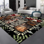 Vintage Jungle Floral Area Rug 5x6ft, Tropical Leaf Print Low Pile Carpet, Washable Non-Slip & Soft Mat for Bedroom, Living Room, Dining Room, Playroom