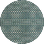 Unique Loom Outdoor Trellis Collection Area Rug - Tribal Trellis (13' Round, Teal/ Ivory)