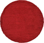 Unique Loom Solid Shag Collection Area Rug (8' Round, Cherry Red)