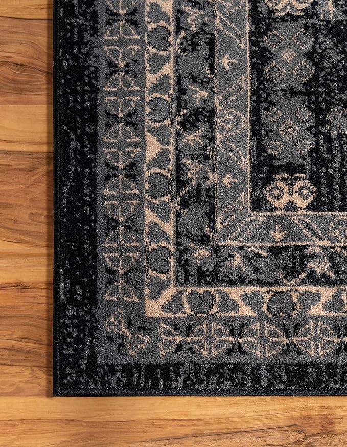 Unique Loom Taftan Collection Border Geometric Tribal Inspired Design Area Rug (2' 2 x 3' 0 Rectangular, Black/ Gray)