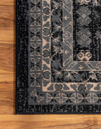 Unique Loom Taftan Collection Border Geometric Tribal Inspired Design Area Rug (8' 0 x 10' 0 Rectangular, Black/ Gray)
