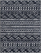 KUTA Area Rug 5x7 Black, Washable Boho Large Living Room Moroccan Rugs Non-Slip, Ultra Soft Geometric Traditional Farmhouse Carpet for Dining Room Bedroom Dorm Office Home Décor