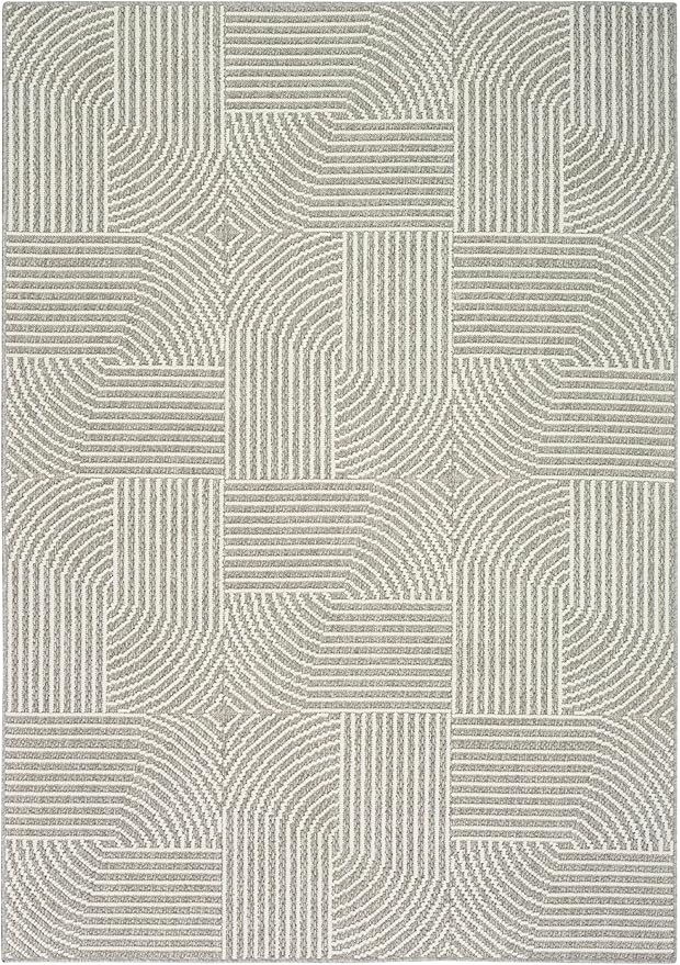 Nourison Home Textured Home Grey Ivory 5'3" x 7' Area Rug - Easy Clean, Non Shedding, Bed Room, Living Room, Dining Room, Kitchen (5' x 7')