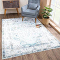 Bloom Rugs Washable Non-Slip 2' x 3' Rug - Beige/Blue Traditional Oriental Area Rug for Living Room, Bedroom, Dining Room, and Kitchen - Exact Size: 2' x 3'